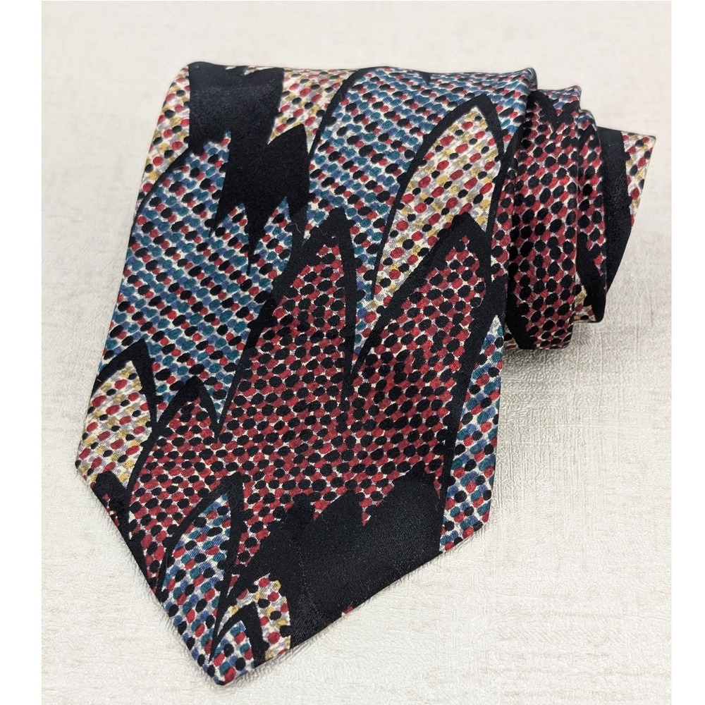 Vintage Christian Dior‎ Monsieur Tie Abstract Geometric Dot Silk Made in USA